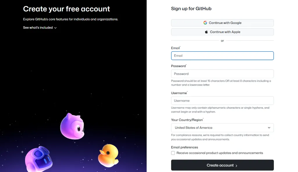 GitHub 注册教程：注册页面