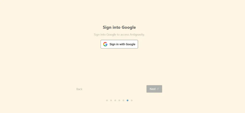 Antigravity 登录界面 Antigravity 登录界面